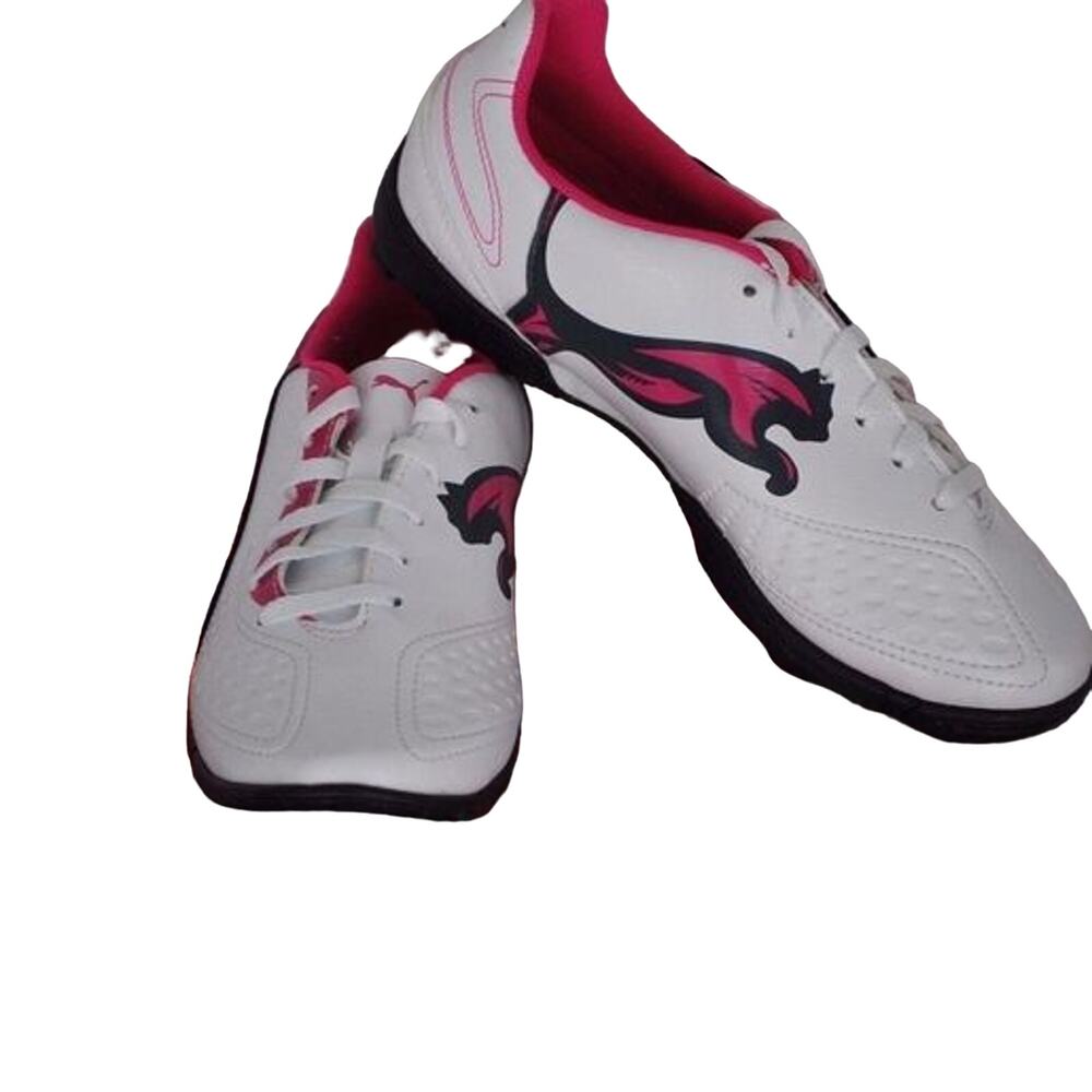 Puma v5.11 TT Big Kid Girls Soccer Turf Cleats Size 4.5 Youth White Pink NIB